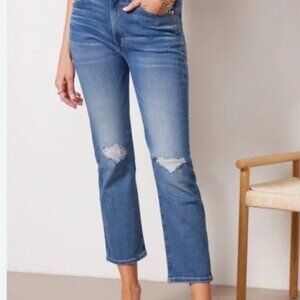 NWT Womens Edwin “Elin Crop” High-Waisted Cropped Straight Leg Blue Jeans Sz 33